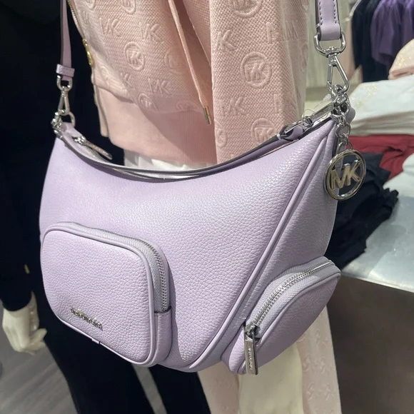 MICHAEL KORS Merritt Medium Pebbled Leather Convertible Shoulder BagQuartz NWT